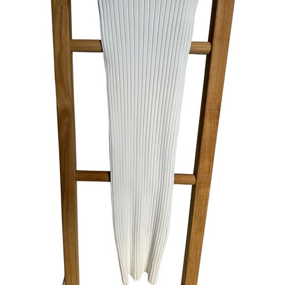 Helmut Lang Rib Knit Bodycon Midi Dress Open Back Short Sleeve Ivory Size Medium - Picture 8 of 13